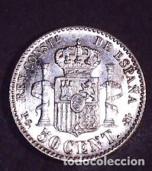 Monedas de Espa&ntilde;a: 50 centimos Alfonso XIII a&ntilde;o 1892 PGM - Foto 2