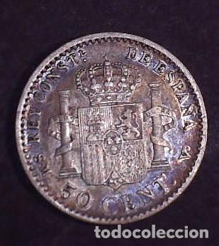 Monedas de Espa&ntilde;a: 50 centimos Alfonso XIII a&ntilde;o 1904 SMV - Foto 2