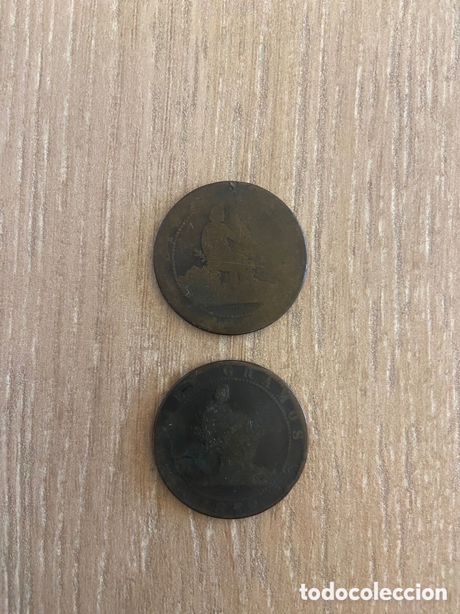 Monedas de Espa&ntilde;a: Dos monedas de diez c&eacute;ntimos de 1870 - Foto 2