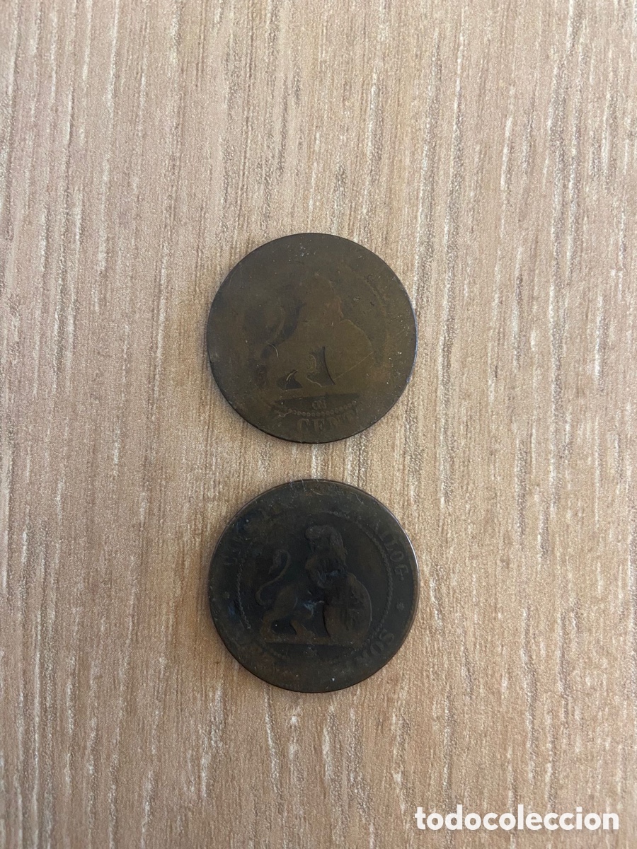 Monedas de Espa&ntilde;a: Dos monedas de diez c&eacute;ntimos de 1870 - Foto 1