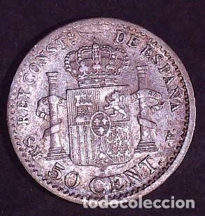 Monedas de Espa&ntilde;a: 50 centimos Alfonso XIII a&ntilde;o 1904 - Foto 2