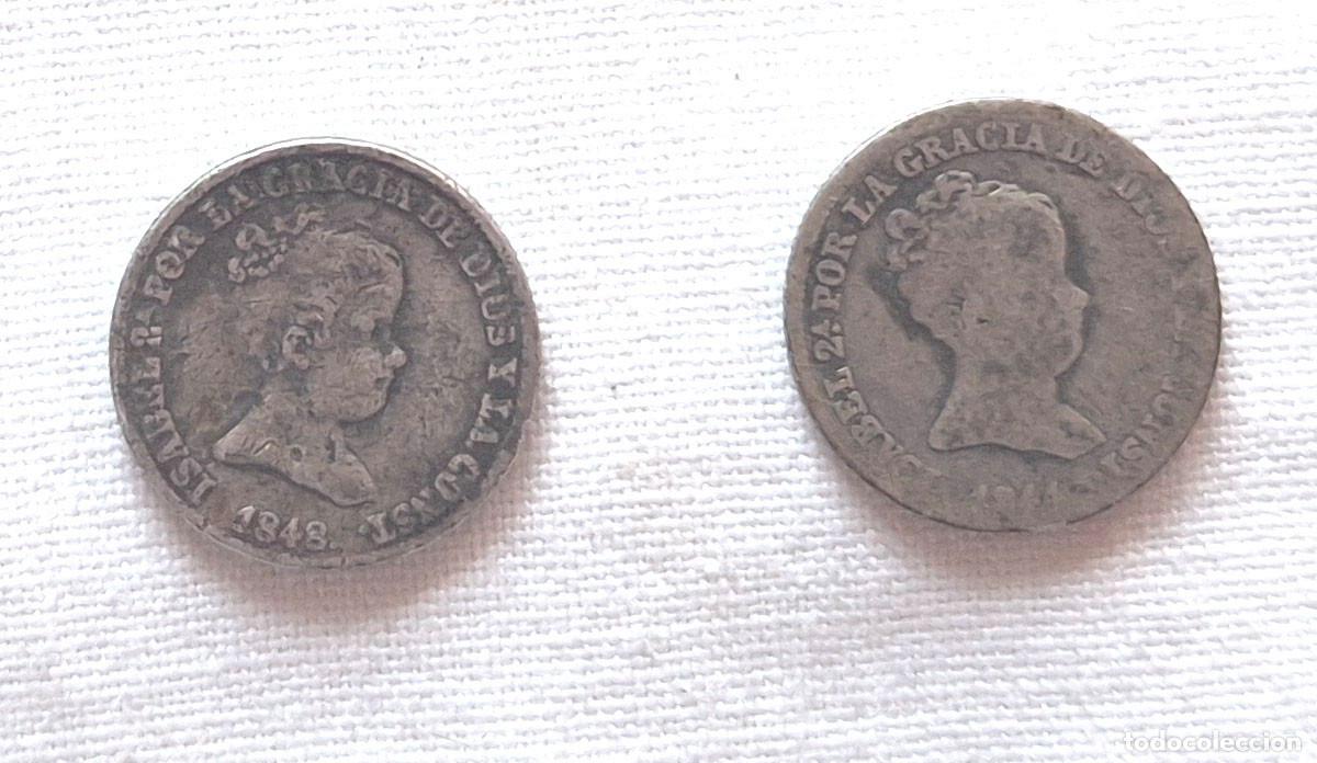 Monedas de Espa&ntilde;a: 2 Monedas Isabel II de 1 Real a&ntilde;o 1848 - Foto 1