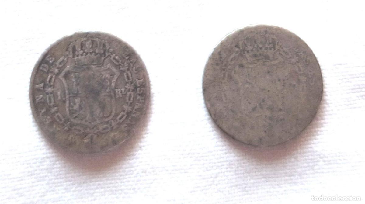 Monedas de Espa&ntilde;a: 2 Monedas Isabel II de 1 Real a&ntilde;o 1848 - Foto 2
