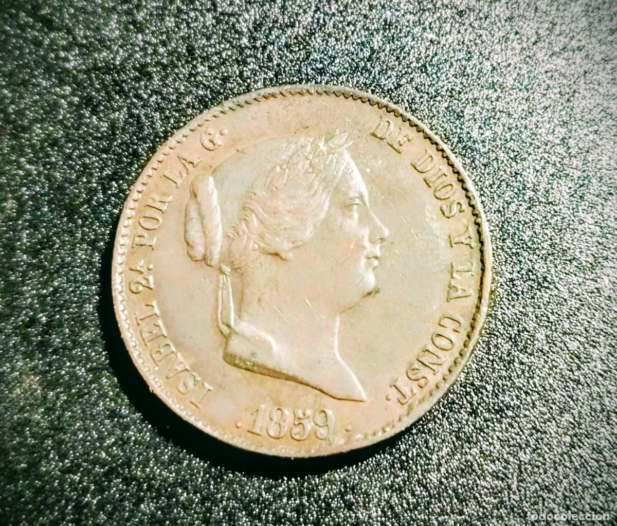 Monedas de Espa&ntilde;a: 25 C&eacute;ntimos de Real Isabel II 1859 - Foto 1