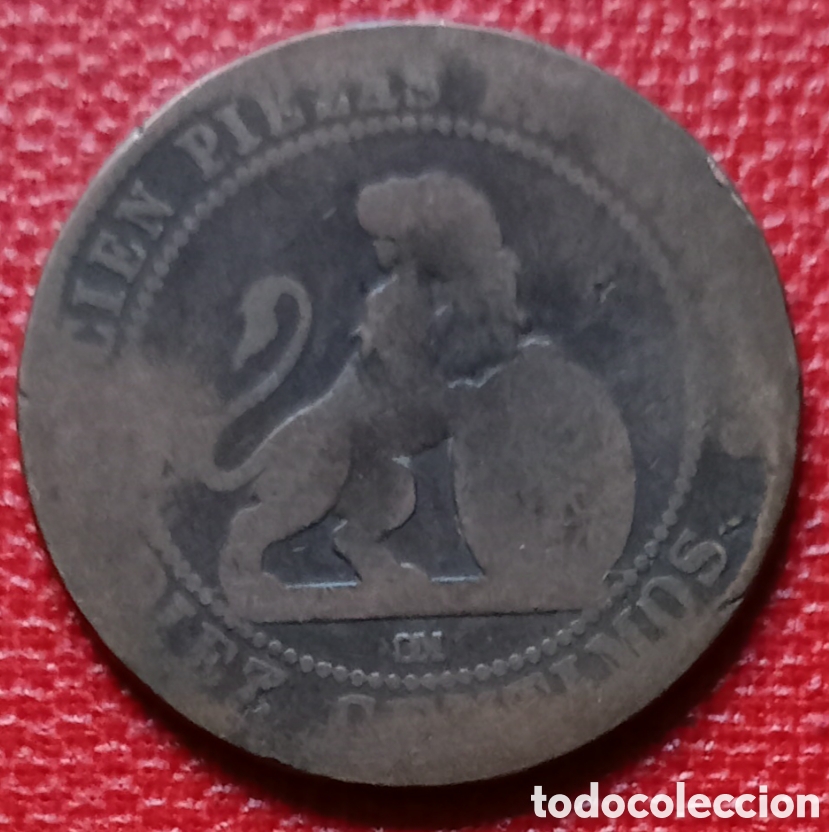 Monedas de Espa&ntilde;a: Espa&ntilde;a 1870 - Gobierno Provisional - Moneda de 10 c&eacute;ntimos - MC - Foto 2