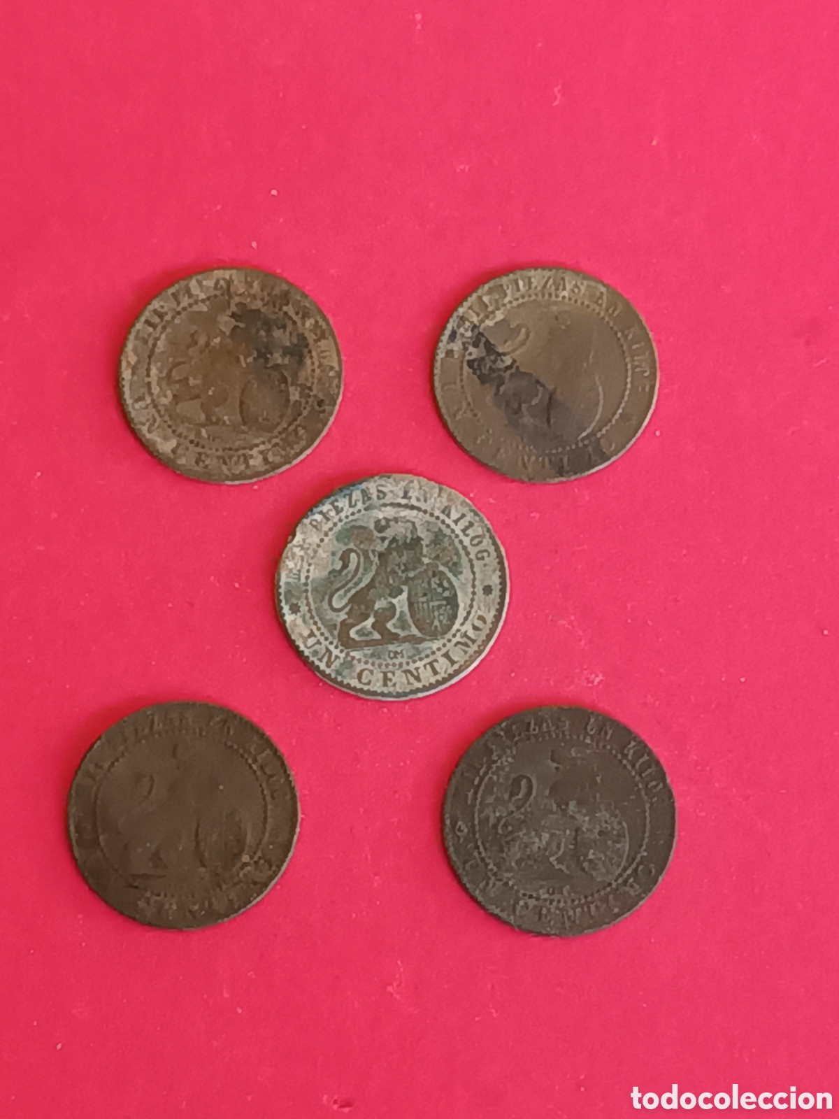 Monedas de Espa&ntilde;a: GOBIERNO PROVISIONAL. LOTE DE 5 MONEDAS DE 1 C&Eacute;NTIMO. 1870. - Foto 1