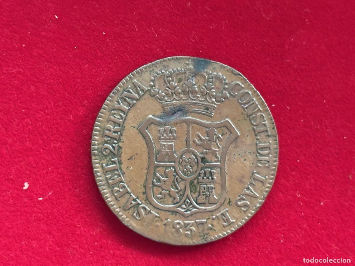 Monedas de Espa&ntilde;a: 6 Cuartos Isabel II, 1837 MBC - Foto 2