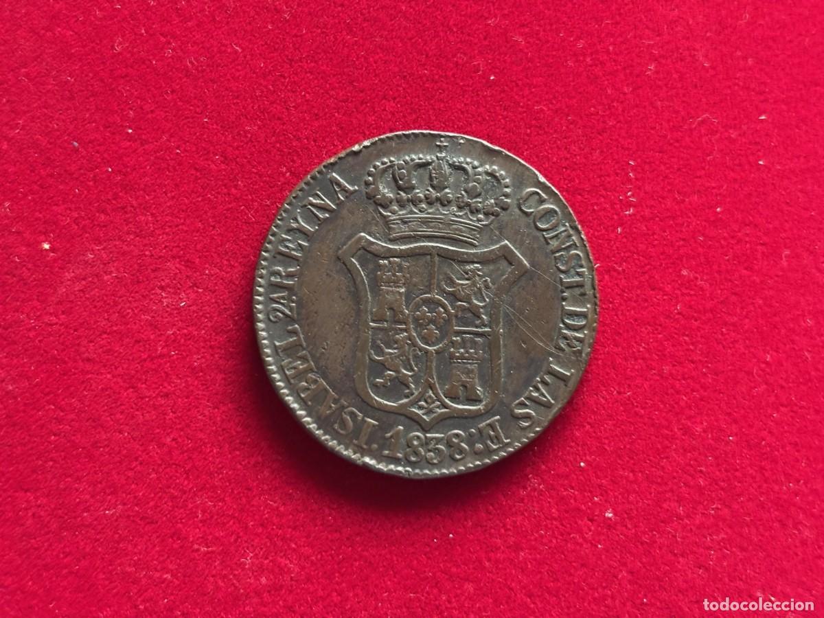 Monedas de Espa&ntilde;a: 6 Cuartos 1838 Isabel II Barcelona, MBC - Foto 2
