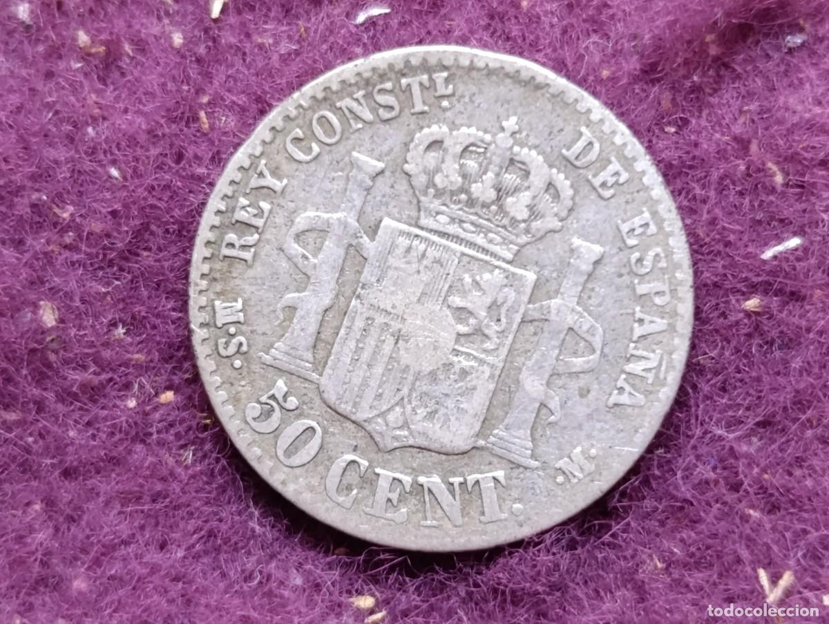 Monedas de Espa&ntilde;a: MP1, Moneda de Plata, 50 c&eacute;ntimos, Alfonso XII, 1880 - Foto 2