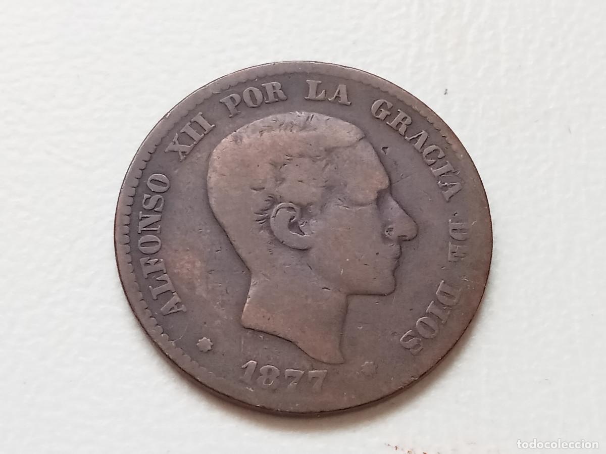 Monedas de Espa&ntilde;a: ALFONSO XII 10 C&Eacute;NTIMOS 1877 OM BC+ - Foto 1