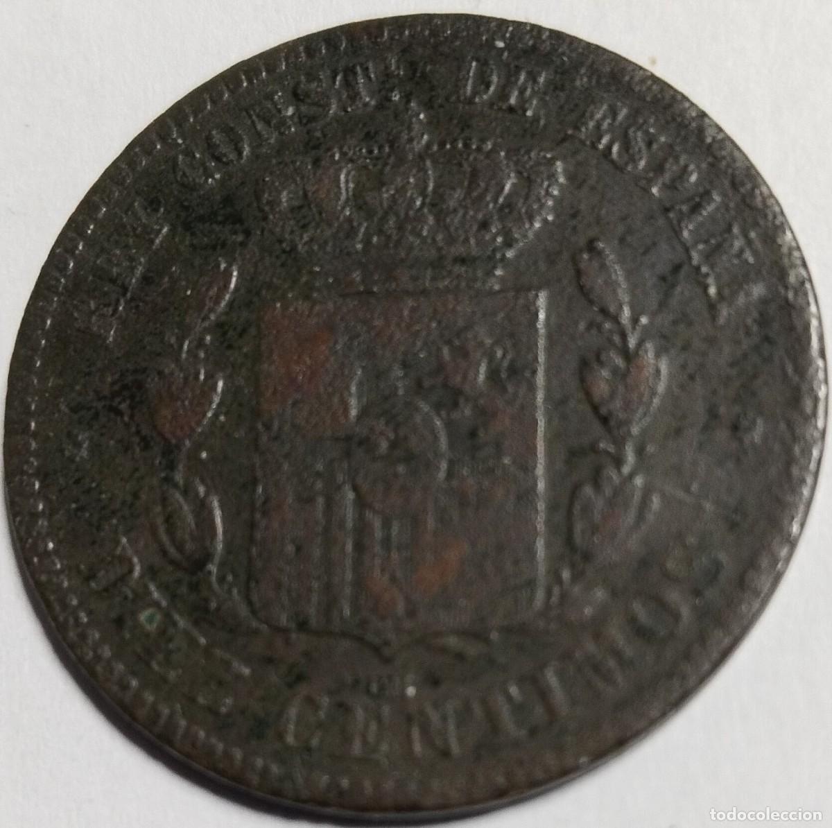 Monedas de Espa&ntilde;a: ALFONSO XII. 1877. 10 CENTIMOS. - Foto 2