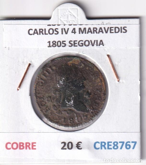 Moedas de Espanha: CRE8767 MONEDA ESPA&Ntilde;A CARLOS IV 4 MARAVEDIS 1805 S COBRE