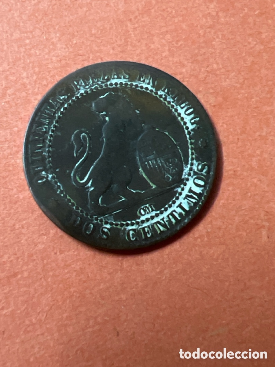 Monedas de Espa&ntilde;a: X1095. MONEDA - DOS CENTIMOS OM 1870 - Foto 2