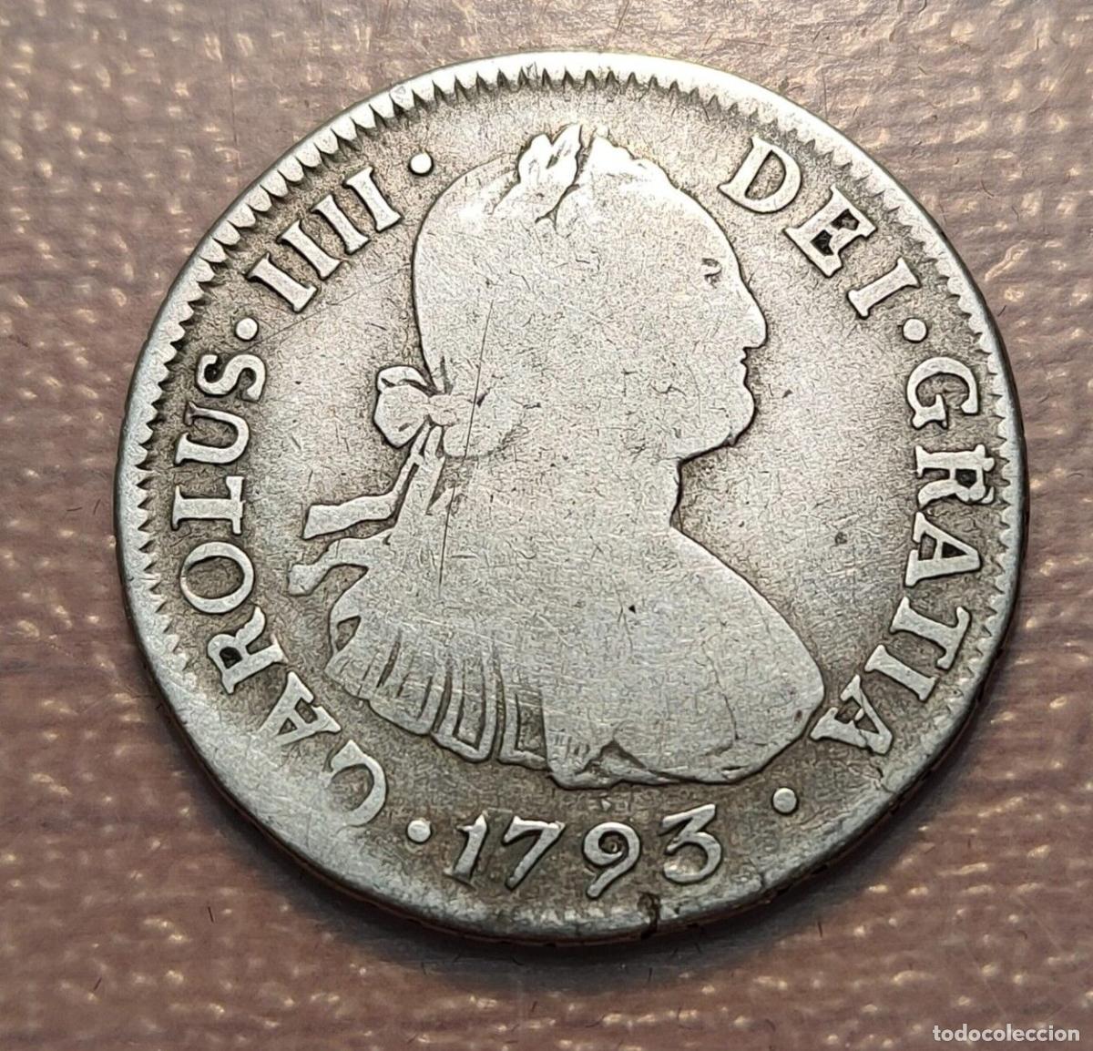 Coins of Spain: CHILE SANTIAGO CARLOS IV 2 REALES 1793 DA BC+ ESCASA