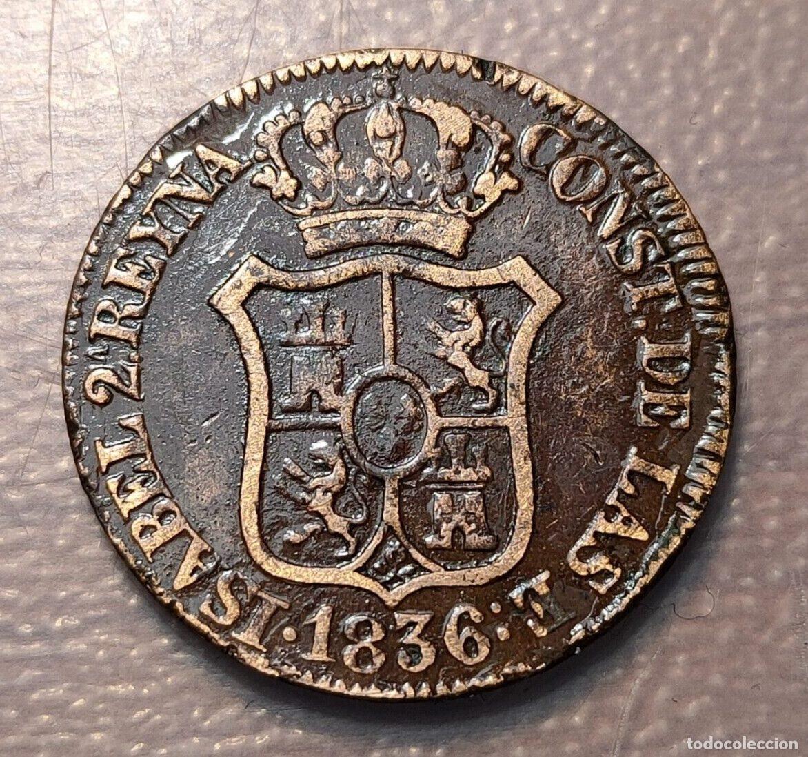 Moedas de Espanha: ESPA&Ntilde;A BARCELONA ISABEL II 3 CUARTOS 1836