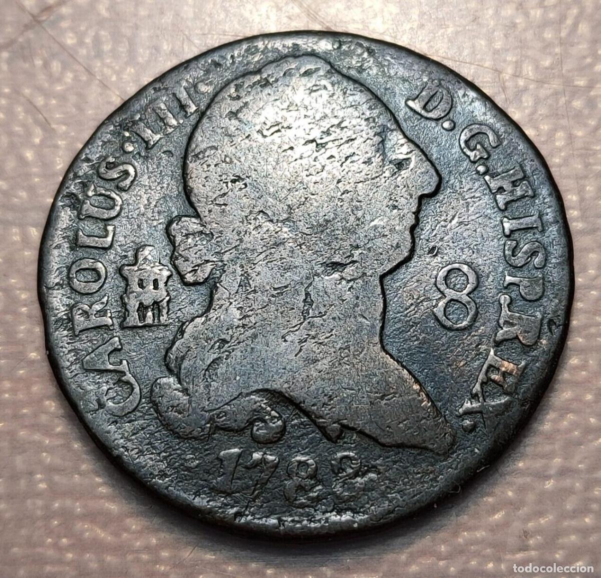 Coins of Spain: ESPA&Ntilde;A SEGOVIA CARLOS III 8 MARAVEDIS 1788