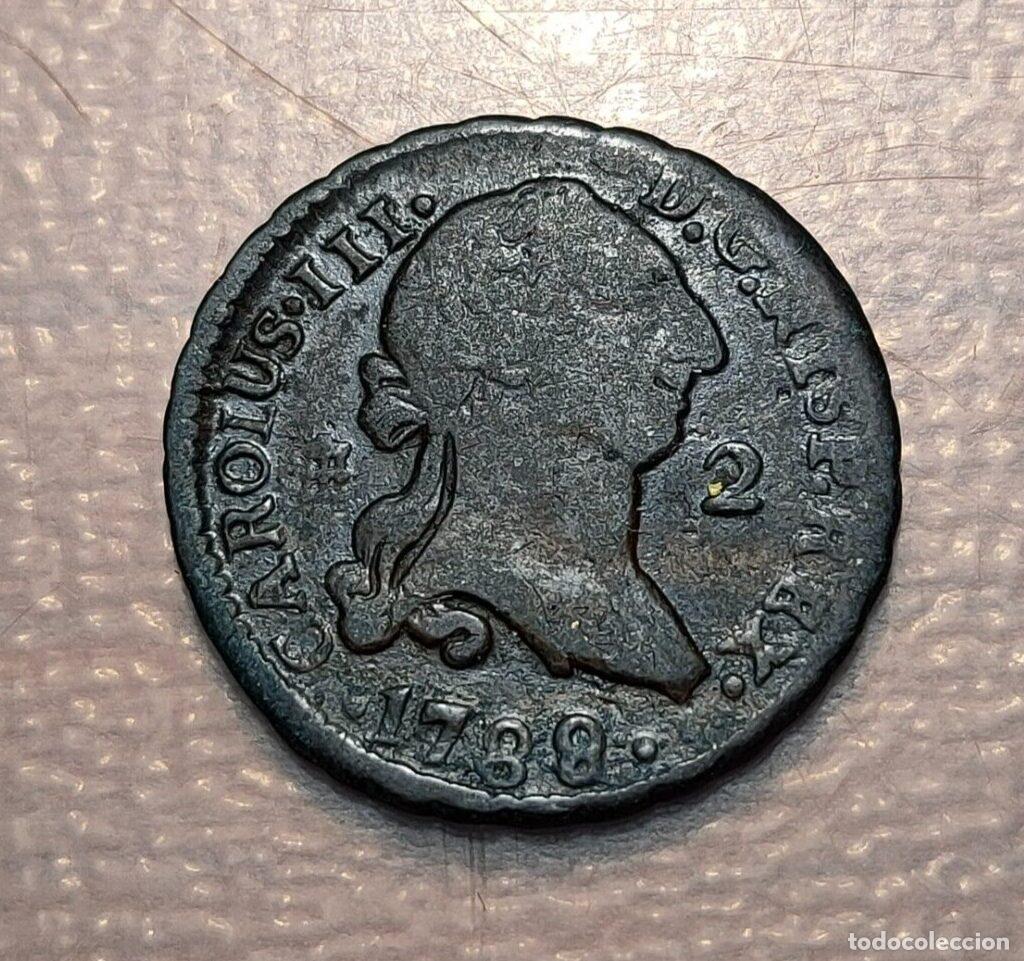Coins of Spain: ESPA&Ntilde;A SEGOVIA CARLOS III 2 MARAVEDIS 1788