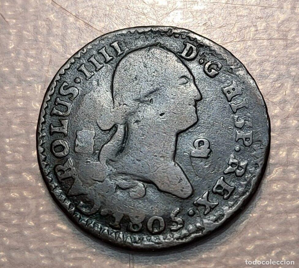 Coins of Spain: ESPA&Ntilde;A SEGOVIA CARLOS IV 2 MARAVEDIS 1805