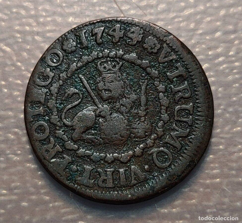 Coins of Spain: ESPA&Ntilde;A SEGOVIA FELIPE V 2 MARAVEDIS 1744