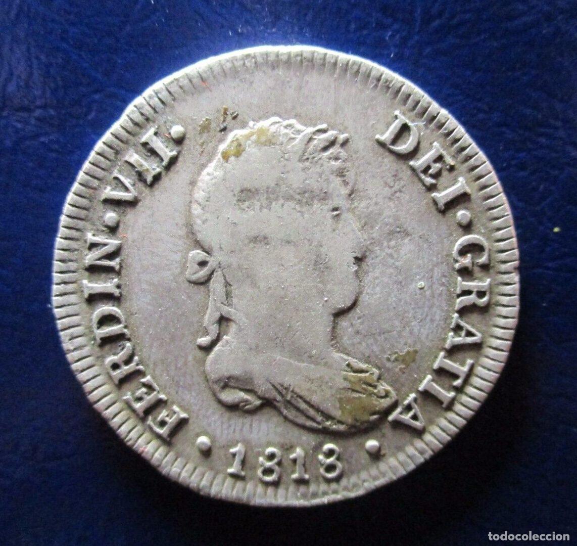 Coins of Spain: LIMA FERNANDO VII 2 REALES 1818 JP