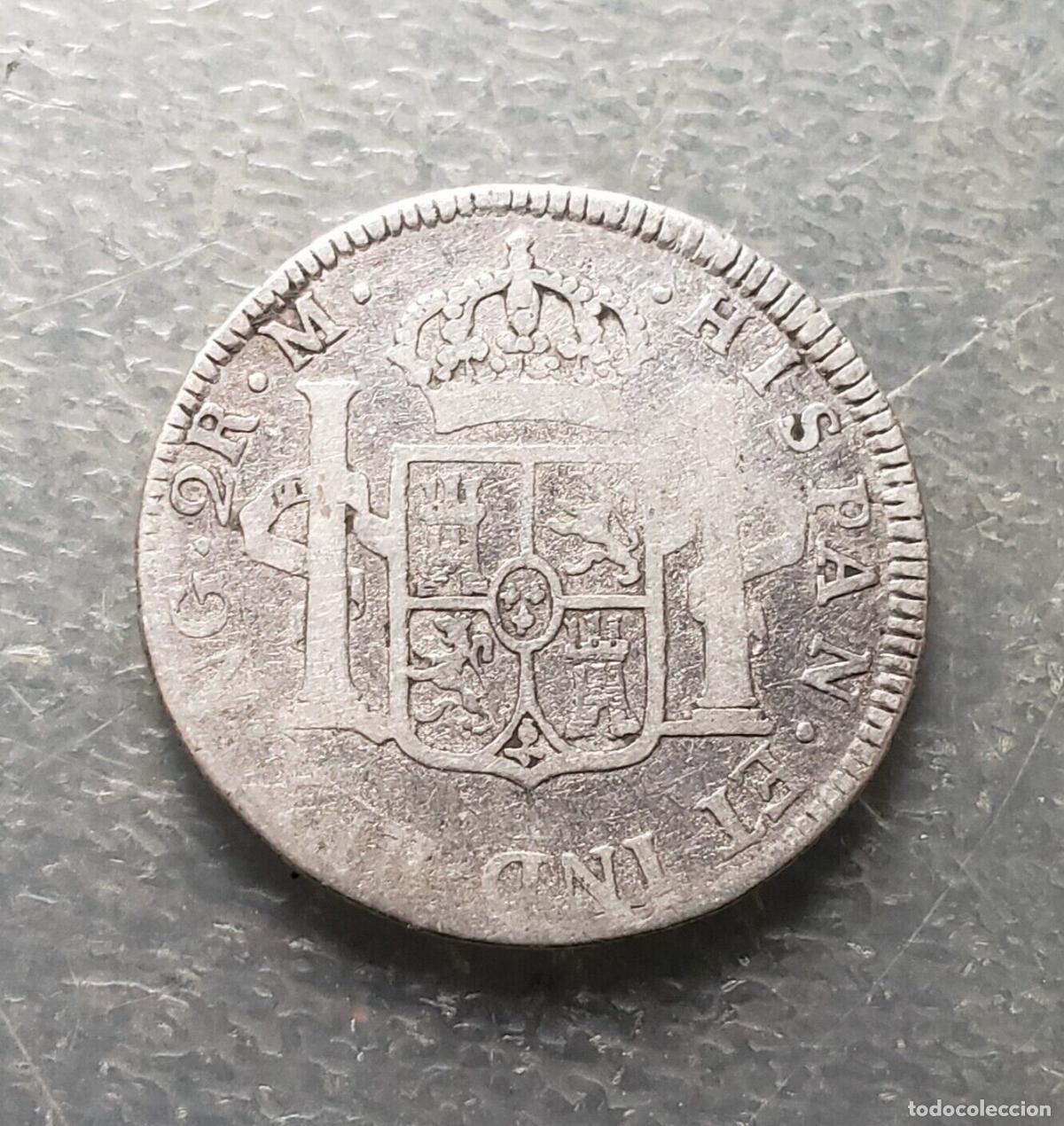 Coins of Spain: GUATEMALA CHARLES IV OF SPAIN SPANISH COLONIAL 2 REALES 1793 M SCARCE