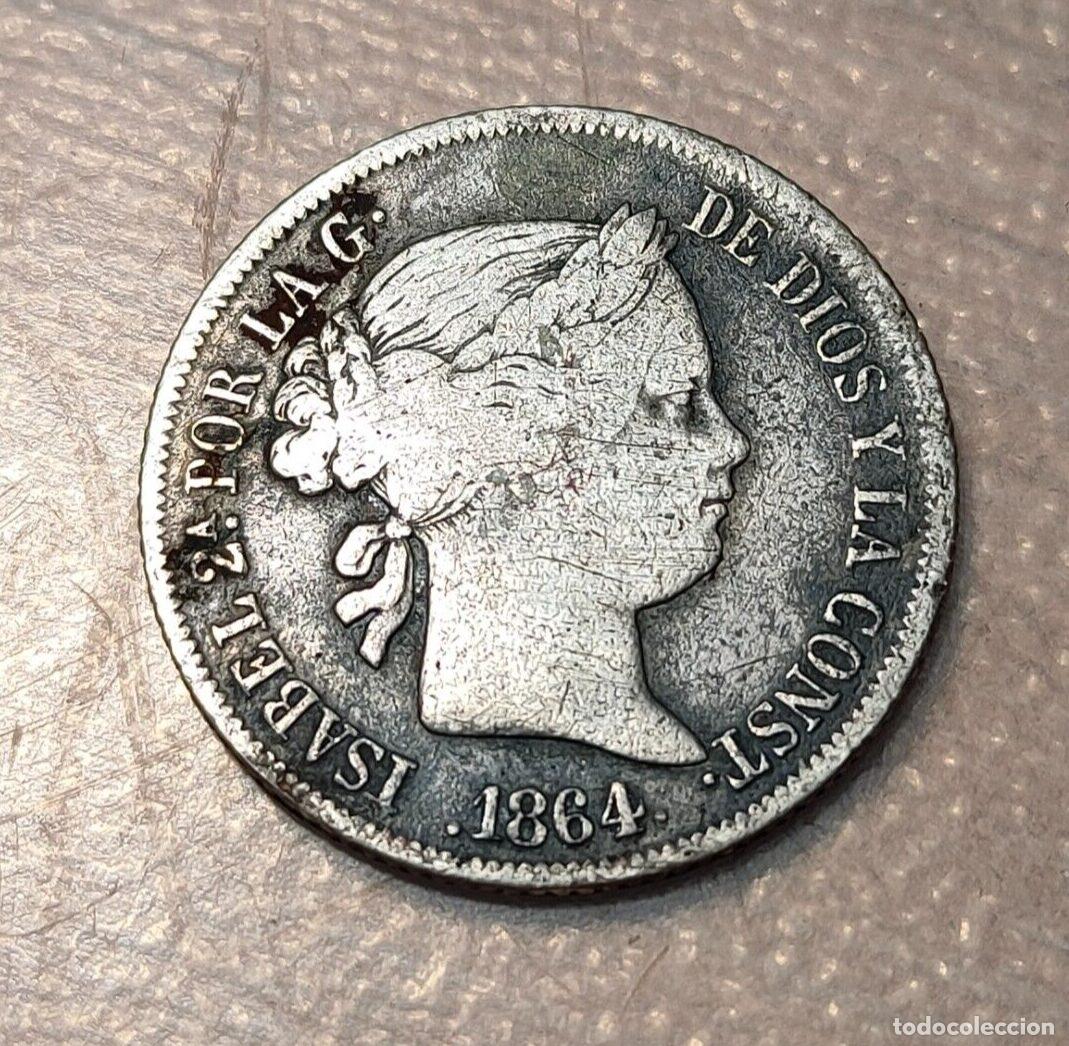 Coins of Spain: ESPA&Ntilde;A ISABEL II MADRID 4 REALES 1864 BC+