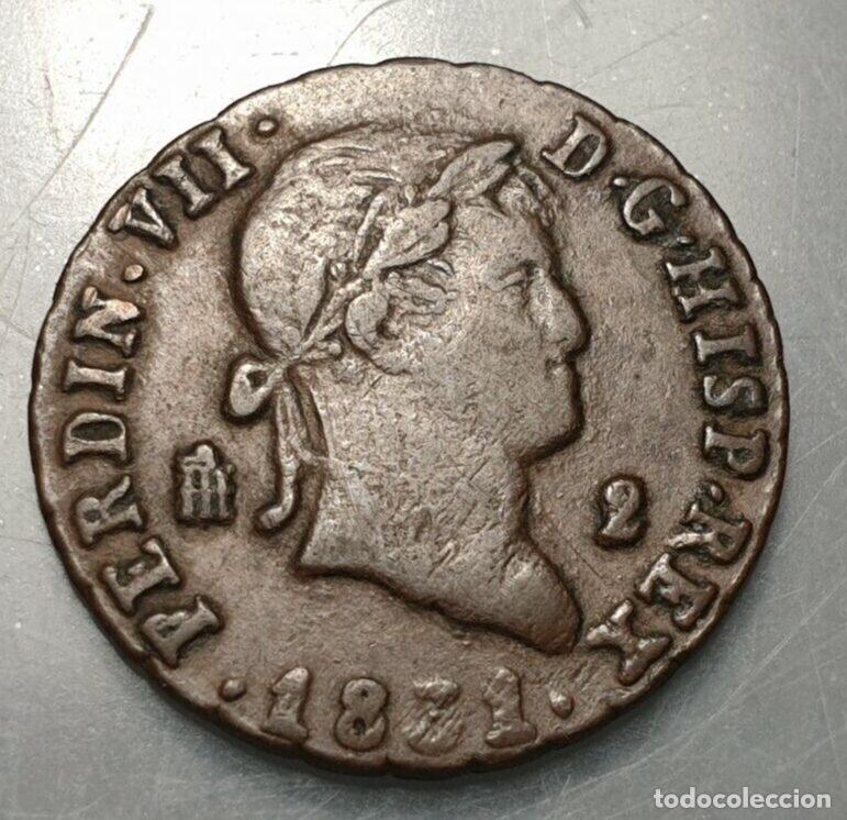 Coins of Spain: ESPA&Ntilde;A SPAIN SEGOVIA FERNANDO VII 2 MARAVEDIS 1831 MBC