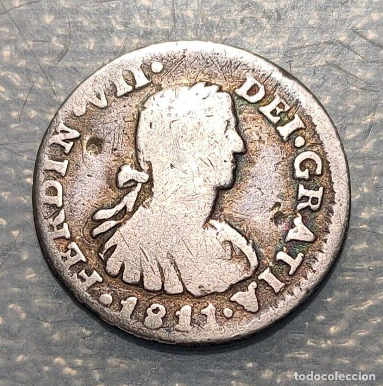 Coins of Spain: MEXICO FERNANDO VII 1/2 REAL 1811 HJ BC