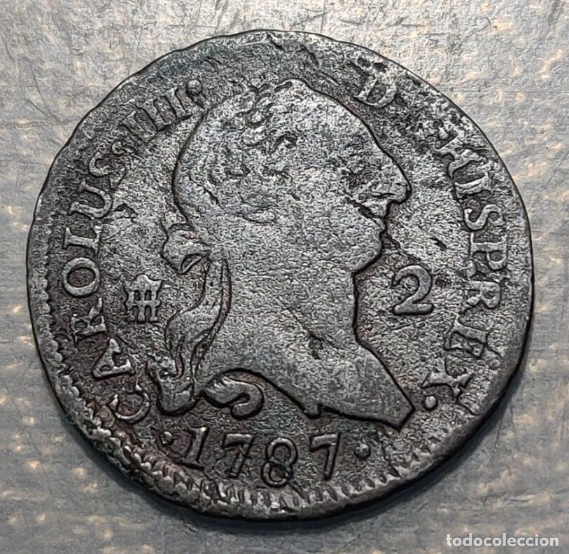 Coins of Spain: ESPA&Ntilde;A SEGOVIA CARLOS III 2 MARAVEDIS 1787