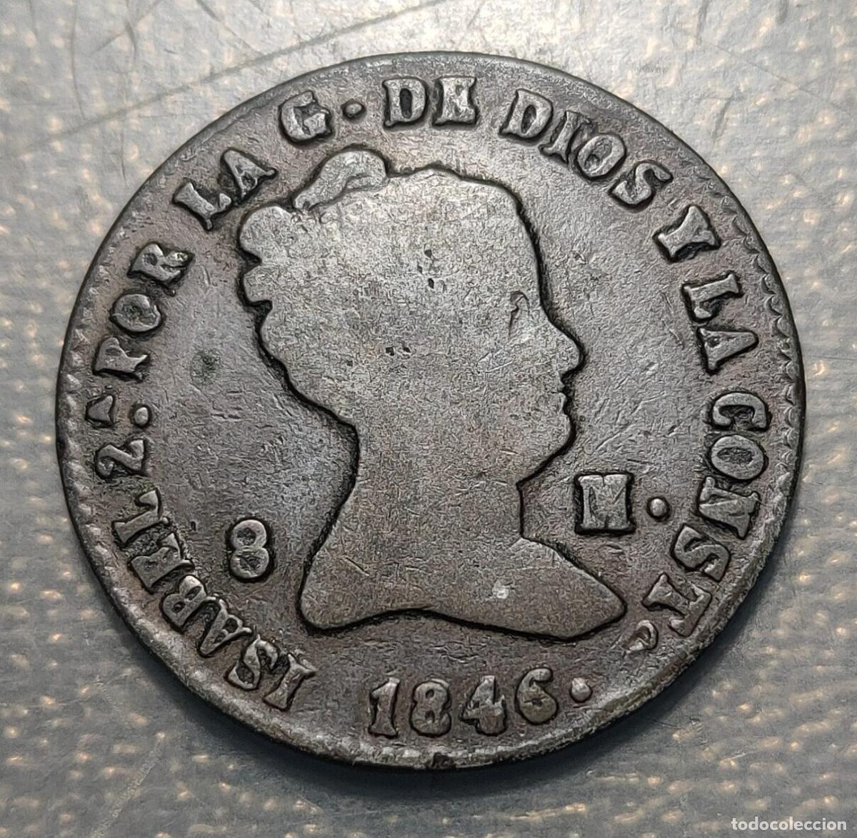 Coins of Spain: ESPA&Ntilde;A SEGOVIA ISABEL II 8 MARAVEDIS 1846