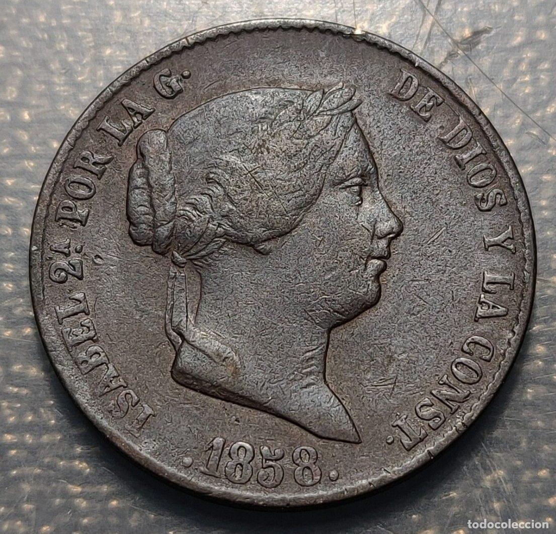 Coins of Spain: ESPA&Ntilde;A ISABEL II SEGOVIA 25 CENTIMOS 1858 MBC