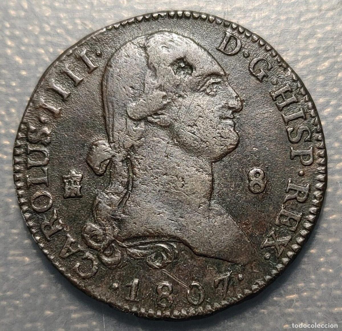 Coins of Spain: ESPA&Ntilde;A SEGOVIA CARLOS IV 8 MARAVEDIS 1807