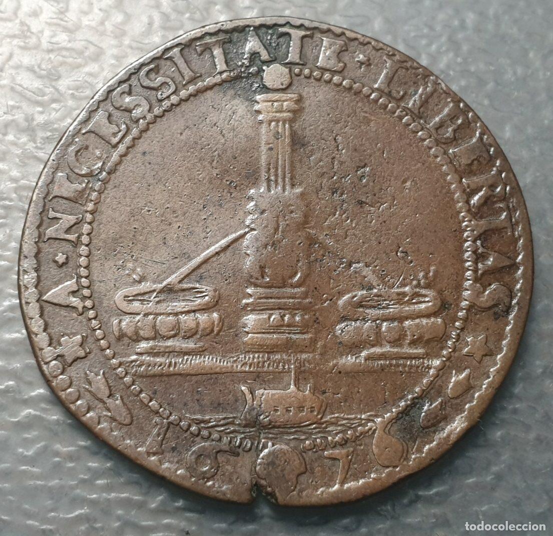 Moedas de Espanha: IMPERIO ESPA&Ntilde;OL PAISES BAJOS BRUSELAS JETON 1676 FUENTE Y CANAL CON BARCO MBC-