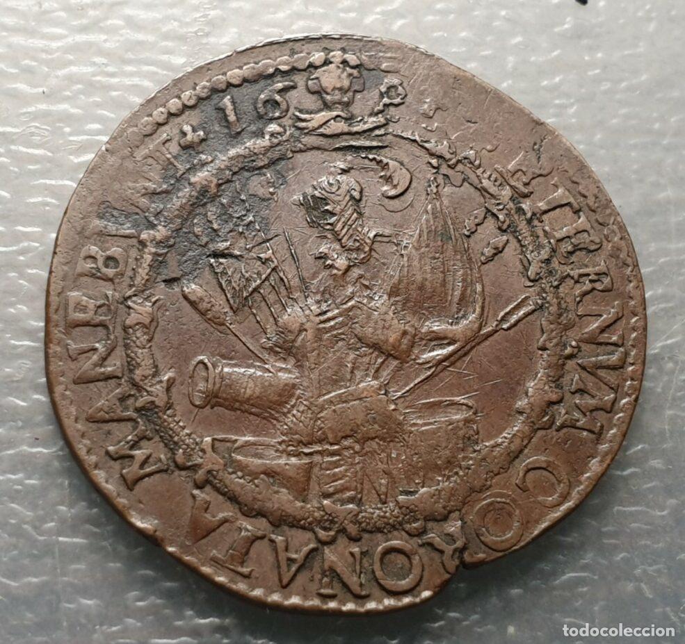 Coins of Spain: IMPERIO ESPA&Ntilde;OL PAISES BAJOS BRUSELAS CARLOS II JETON 1694 TREGUA 20 A&Ntilde;OS 31 mm