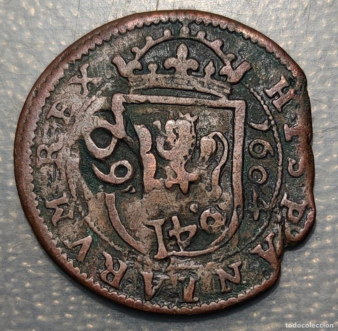 Coins of Spain: ESPA&Ntilde;A FELIPE IV RESELLO XII MARAVEDIS 1641 GRANADA + 8 MR. 1652 SOBRE VIII 1604