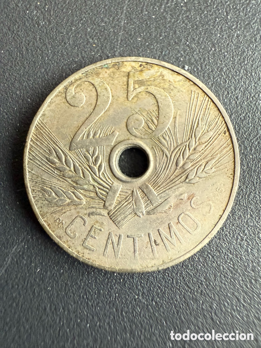 Monedas de Espa&ntilde;a: Moneda. 25 C&eacute;ntimos. 1927 - Foto 2