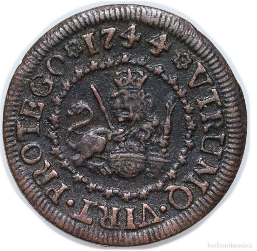 Monedas de Espa&ntilde;a: FELIPE V. 2 maraved&iacute;s. Segovia. 1744 - Foto 1