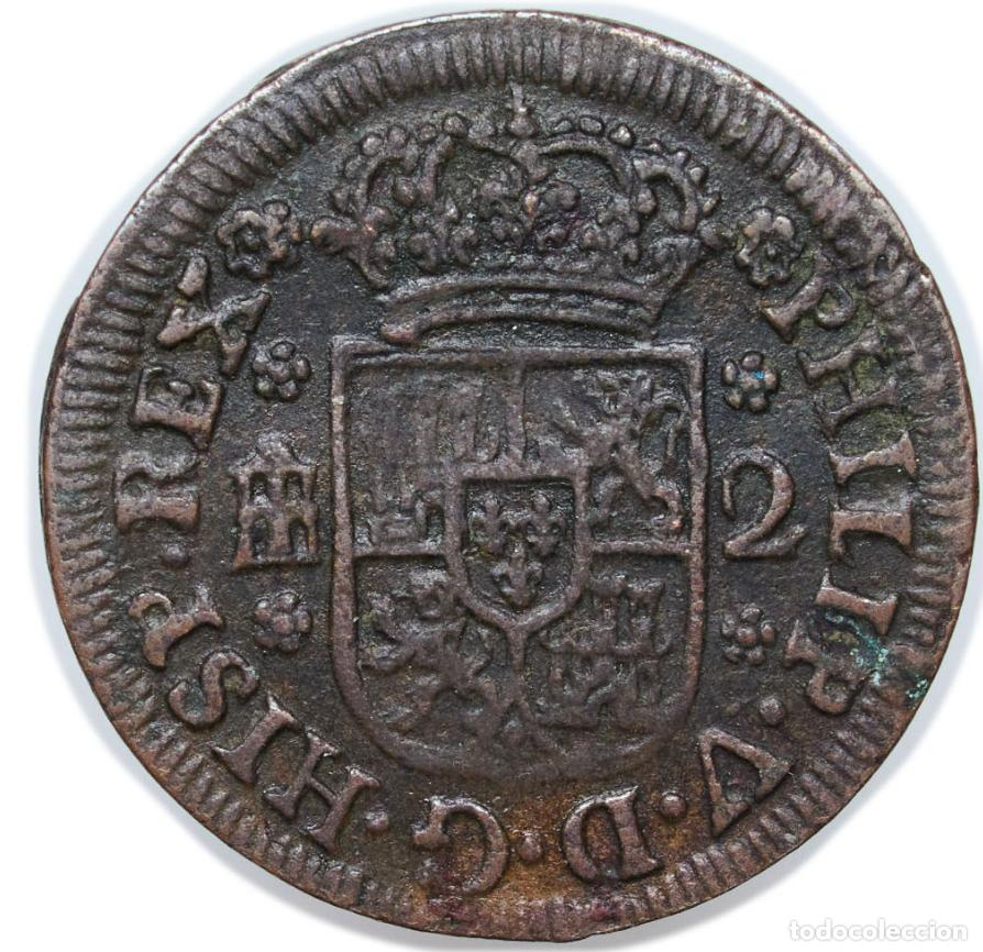 Monedas de Espa&ntilde;a: FELIPE V. 2 maraved&iacute;s. Segovia. 1744 - Foto 2