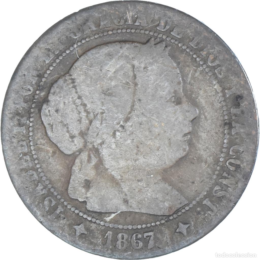 Coins of Spain: [#1063774] Moneda, Espa&ntilde;a, Isabel II, 1/2 Centimo, 1867, Jubia, BC+, Cobre, KM:632.2