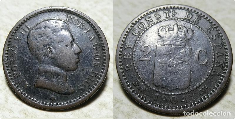 Monedas de Espa&ntilde;a: MONEDA DE ALFONSO XIII 2 CENTIMOS DE 1904 - Foto 1