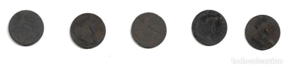 Monedas de Espa&ntilde;a: ESPA&Ntilde;A 1870. I REPUBLICA. 5 MONEDAS DE 5 CENTIMOS. - Foto 2