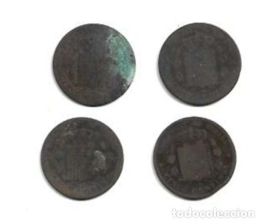Monedas de Espa&ntilde;a: ESPA&Ntilde;A 1879. ALFONSO XII. 4 MONEDAS DE 5 CENTIMOS. - Foto 1