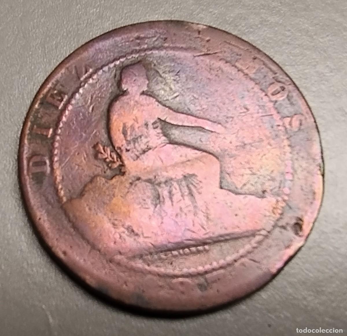 Monedas de Espa&ntilde;a: MONEDA 10 CENTIMOS COBRE GOBIERNO PROVISIONAL 1870 - Foto 2