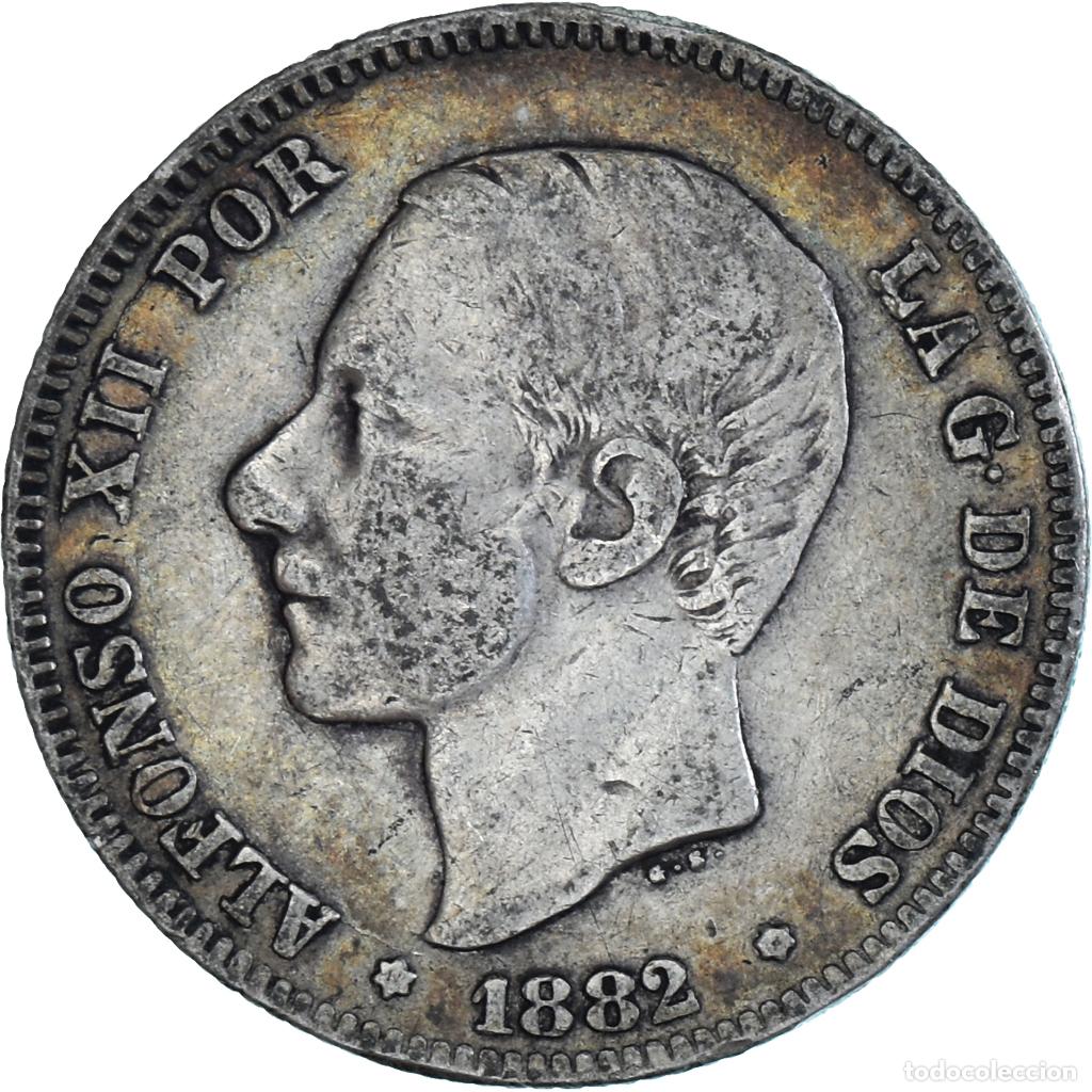 Moedas de Espanha: [#1112204] Espa&ntilde;a, Alfonso XII, 2 Pesetas, 1882, Madrid, MBC, Plata, KM:678.2