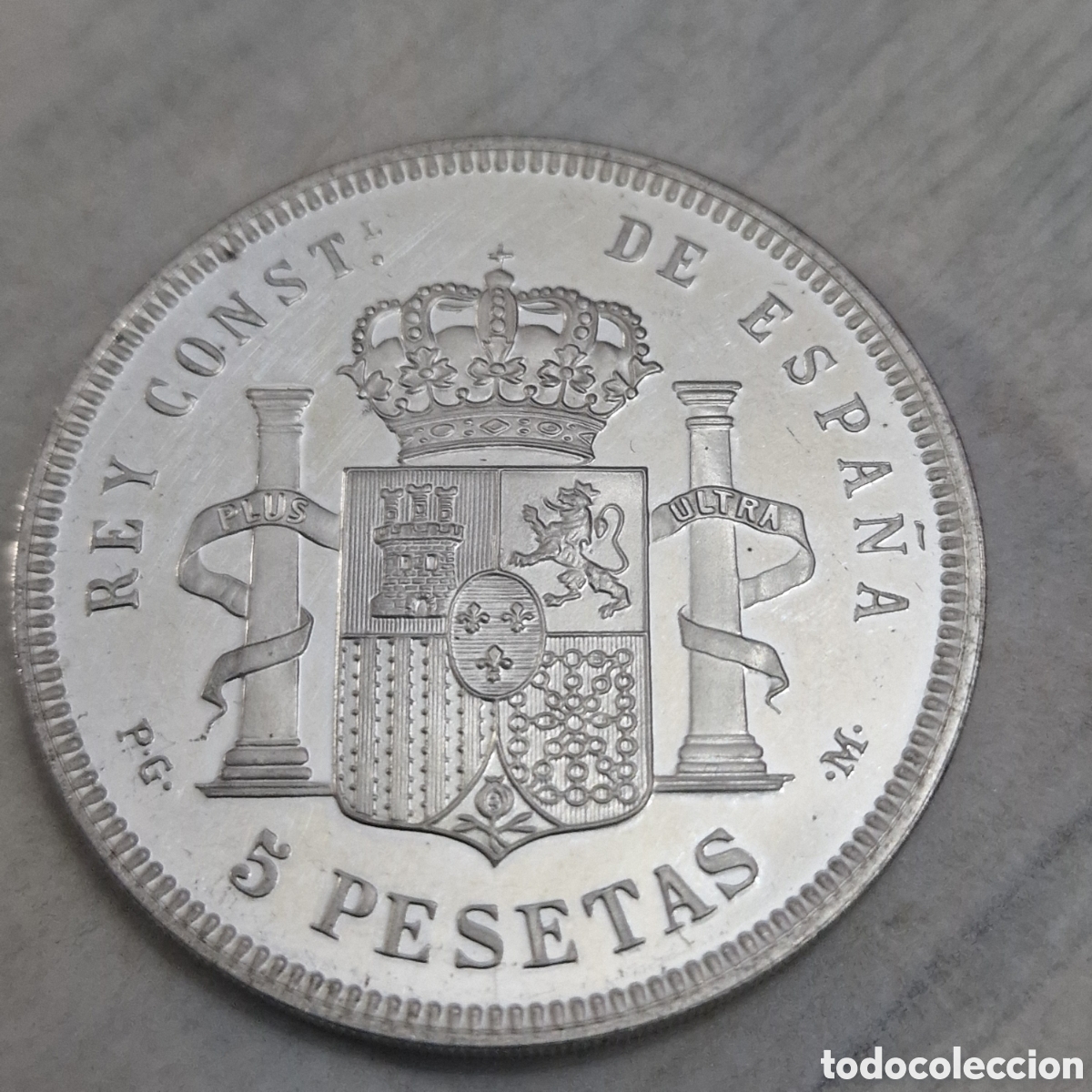 Monedas de Espa&ntilde;a: 5 pesetas 1892 plata 1999 - Foto 2