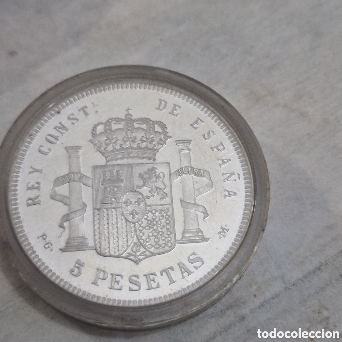 Monedas de Espa&ntilde;a: 5 pesetas 1892 plata 1999 - Foto 4