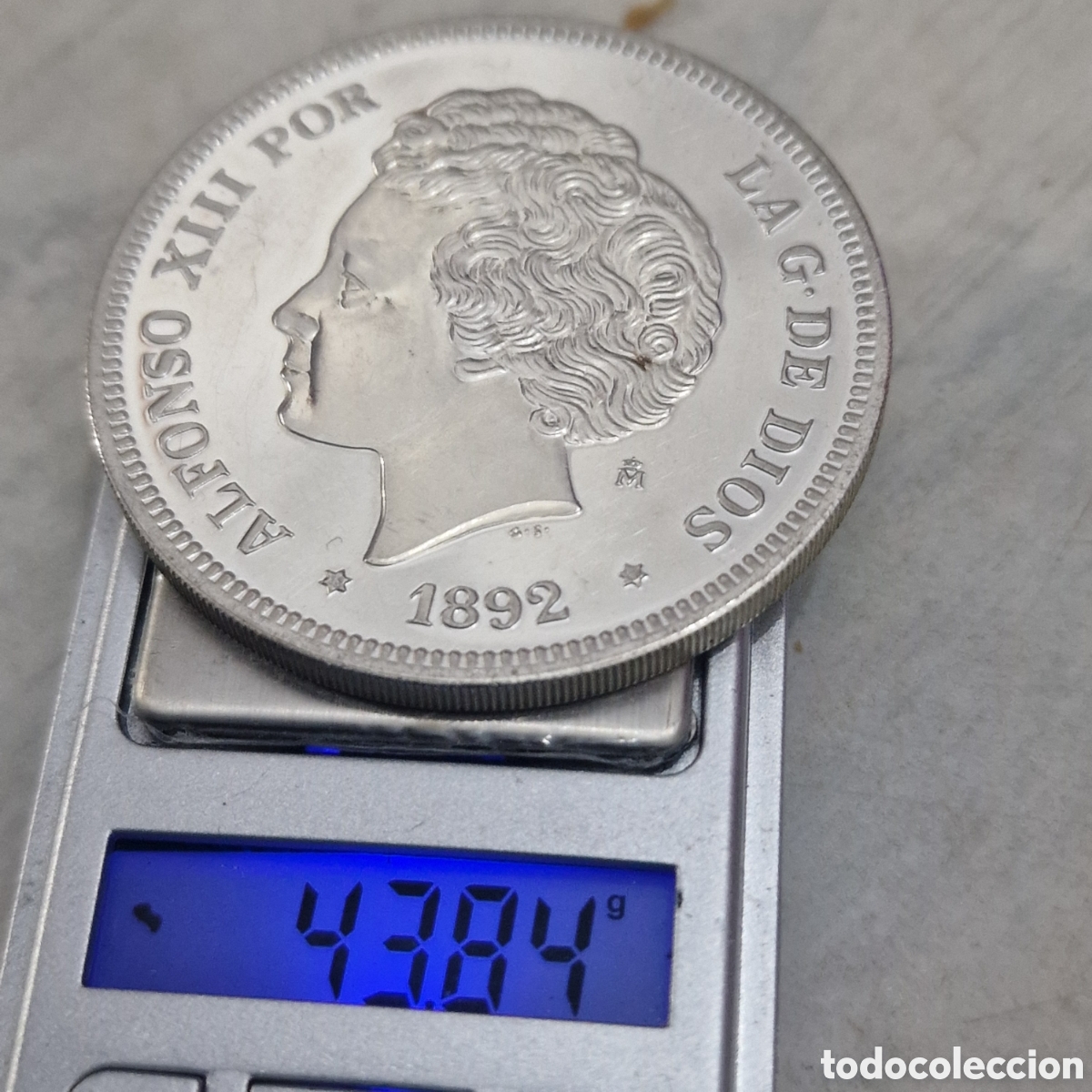 Monedas de Espa&ntilde;a: 5 pesetas 1892 plata 1999 - Foto 1