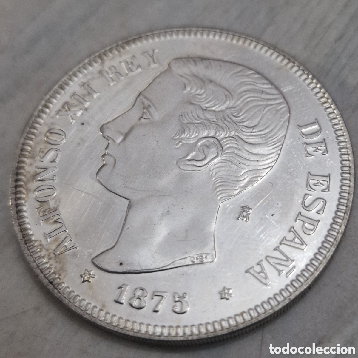 Monedas de Espa&ntilde;a: 5 pesetas 1875 plata 925 - Foto 2
