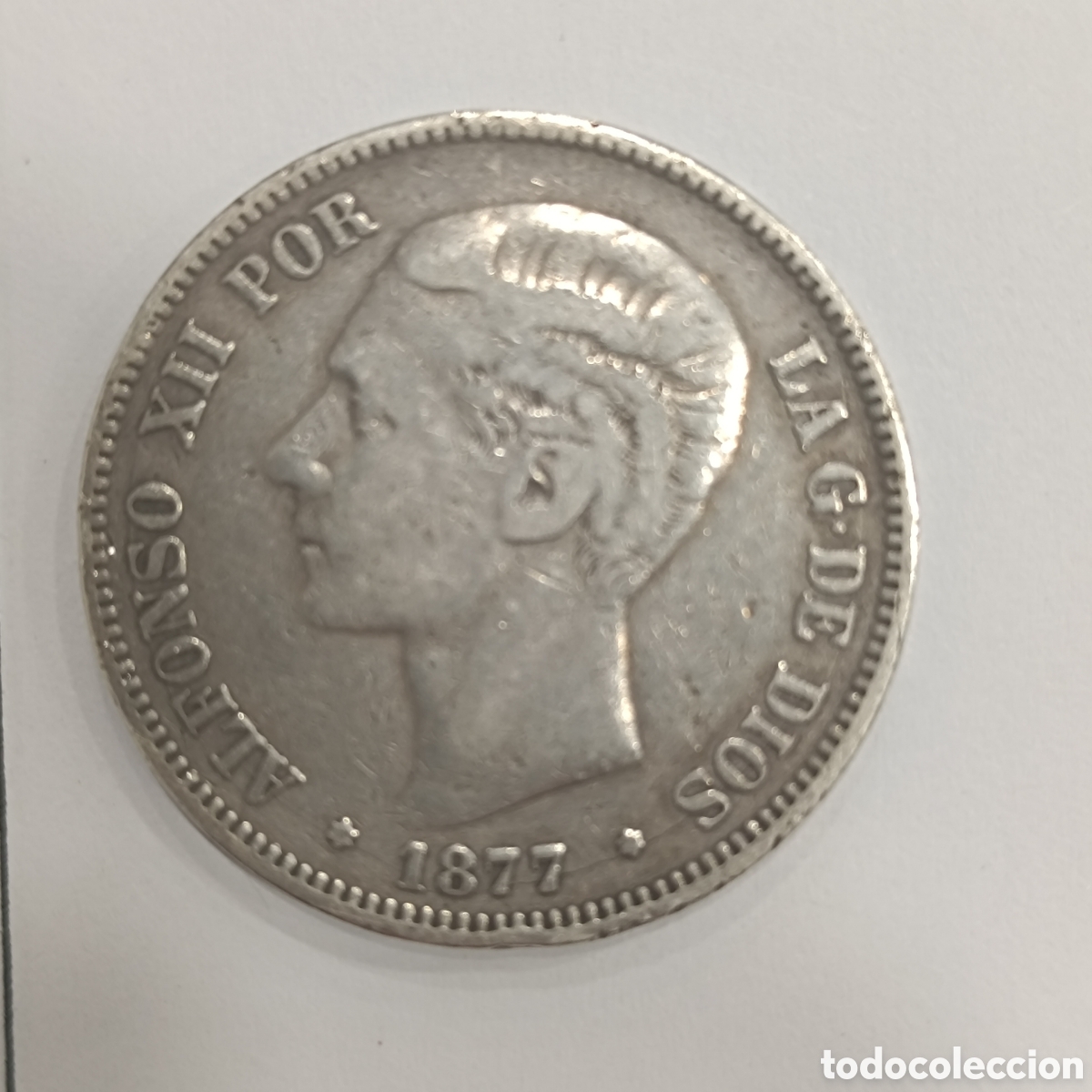 Coins of Spain: 5 Pesetas 1877 Alfonso XII Plata Original &middot; Moneda Espa&ntilde;a Siglo XIX