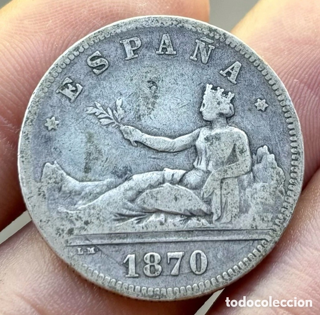 Coins of Spain: Moneda PLATA 2 Pesetas 1870 *(XX-73)